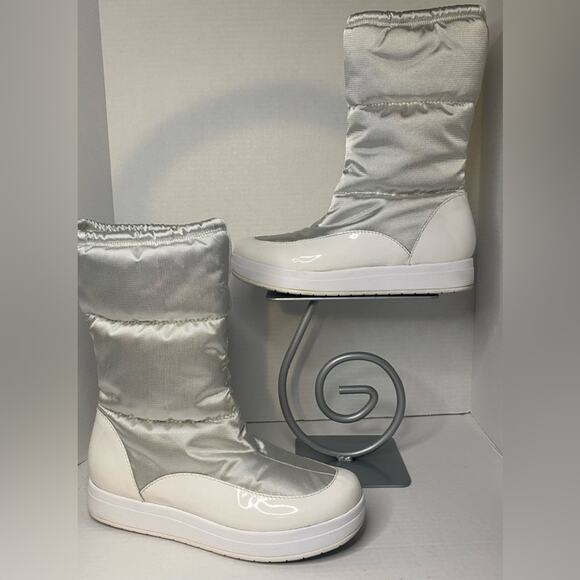 Cole Haan Shoes - Cole Haan white and silver walking boot mid calf with rubber bottom